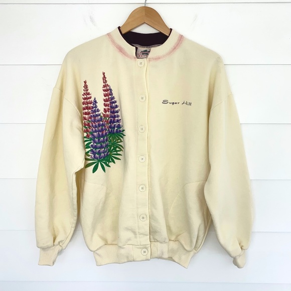 Vintage Sugar Hill Lupine Button Up Sweatshirt Small - Picture 1 of 17
